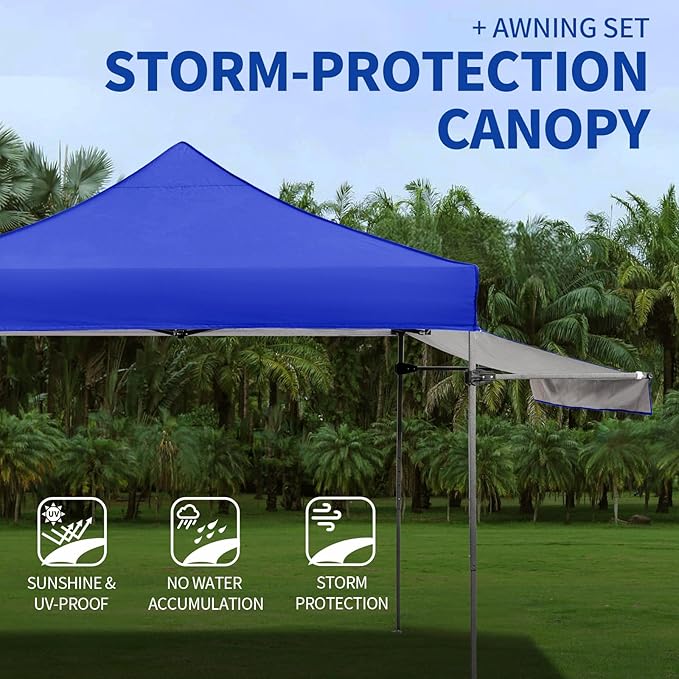 Pop up Canopy Tent with Awning Easy up Canopy with Wheel Bag Heavy Duty Waterproof Commercial Gazebo Tent for Outdoors Parties Vendors