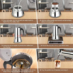 12 Cup Stovetop Espresso Maker Stainless Steel Moka Pot Stove Top Percolator Italian Coffee Makers Capable Mocha Greca Machine Cafe Classic Induction Cookers for Home and Camping 600ml 20oz