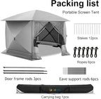 COBIZI Pop Up Gazebo Screen Tent Screen House for Camping, 12x12 Screen Room with Mosquito Netting, Hub Tent Instant Screened Canopy with Carrying Bag and Ground Stakes, Gray