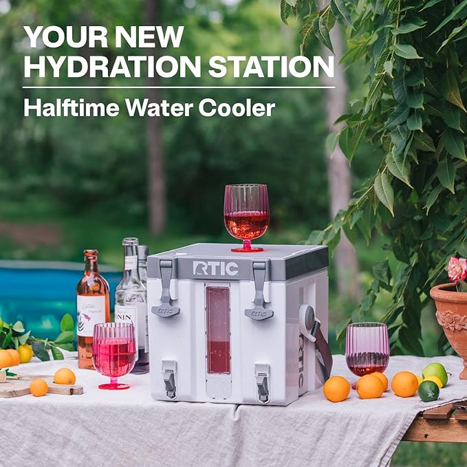 RTIC Halftime Water Cooler 3 Gallon Portable Carrier Container, Drink Beverage Dispenser, Stackable with 2 Taps, Bottleless, BPA-Free, for Sports, Camping, BBQ, Parties, Picnic, Pale Pink