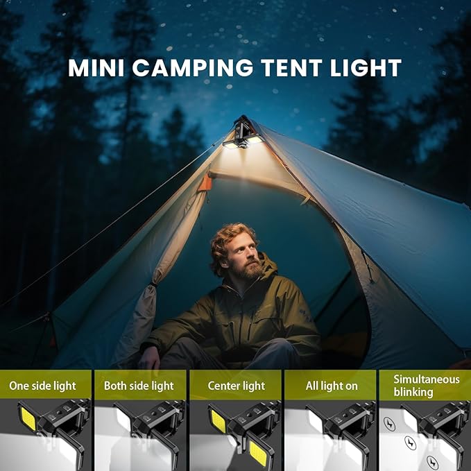 MAKDAK 4PC Cob Keychain Work Light EDC Rechargeable Foldable Keychain Flashlight,Bottle Opener,for Camping,Car Repair,Hiking,Repairing,Power Outrage,Pet Walking,Emergency