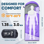 PTEROMY Sleeping Bags for Adults, Lightweight and Machine Washable, Water Resistant Backpacking Camping Sleeping Bag for Warm Cold Weather, Camping Essentials for Hiking Travel