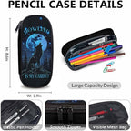 Boys Backpack, Wolf Gifts, Cool Wolf Backpacks for Kids 6-8, 17 Inch School Bag with Lunch Box, Large Capacity Student Bookbag and Pencil Case Bundle for Travel School