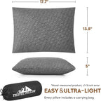Camping Pillow Travel Pillow Small Shredded Memory Foam Pillow - Compressible Medium Firm, Breathable Cover, Ideal Backpacking Hiking, Airplane and Car