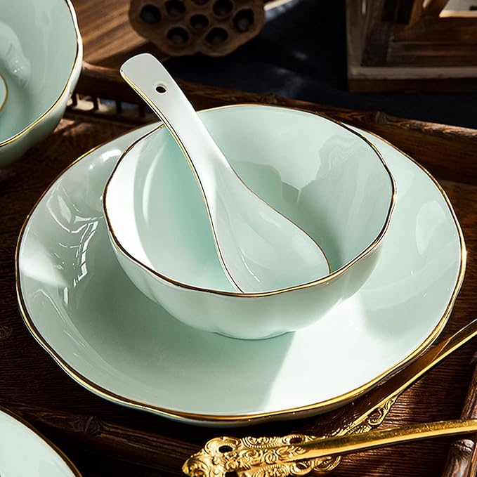 Bone China Dinner Sets Nordic Creative Phnom Penh Combination Ceramic Tableware Suit Suitable for Gifts Wedding Hotel 56 Piece