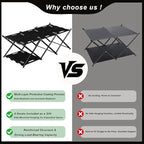 Portable Camping Table & Shelf, 2-in-1Folding Carbon Steel Picnic Rack 37" 4-Tier Storage Cook Station with 4 Hooks,Perfect for Party, Dining, Camping, BBQ, Indoor, Outdoor