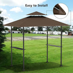 Grill Gazebo Replacement Canopy Top Only - 5' x 8' Outdoor BBQ Gazebo Canopy Roof, Waterproof Double Tiered Shelter Cover Fit for Model L-GG001PST-F (Coffee, 5x8)