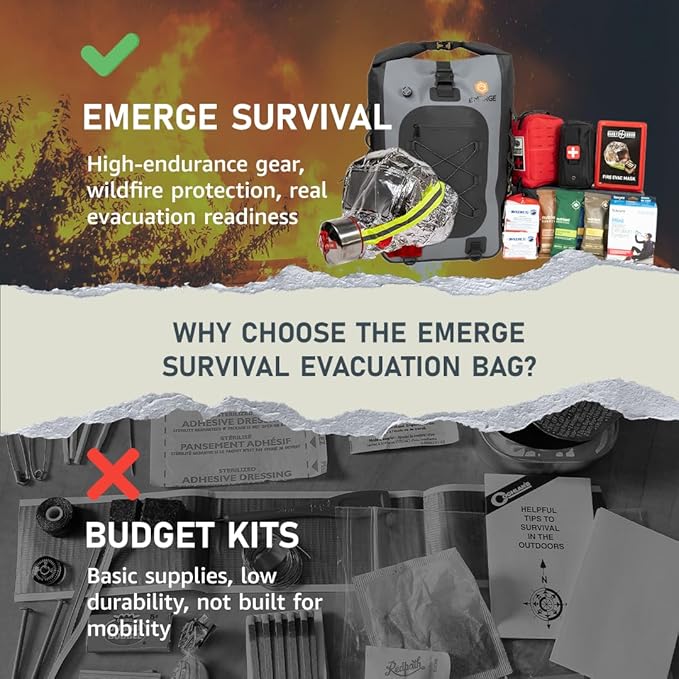 Evacuation Bag Kit – All‑in‑One Emergency Go‑Bag with Food, Water, First Aid, Tools & Survival Gear, Rugged Waterproof Backpack for Disaster Preparedness, Bug Out, Shelter‑in‑Place