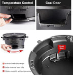IronMaster Hibachi Grill, 100% Cast Iron, Tabletop Small Portable Charcoal Grill for Outdoor Camping - 2 Heights, Air Control, Coal Door, Ideal for 2 People