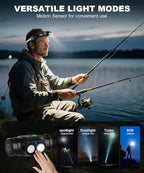 Rechargeable Running Headlamp, High Lumens Bright Head Lamp Led with Motion Sensor, 4 Modes, Magnet, Detachable Flashlight & Headband for Adult, Outdoor, Emergency, Hard Hat Light 2PC
