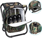 Bright starl Upgraded Large Size 3 in1 Multifunction Fishing Backpack Chair, Portable Hiking Camouflage Camping Stool, Folding Cooler Insulated Picnic Bag Backpack Stool