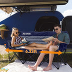 3 Person Camping Chairs Folding Double Camping Chair Portable Oversized Loveseat Padded Camp Chair Heavy Duty Camping Couch for Adults Outdoor Lawn with Two Cup Holders and Carry Bag Blue