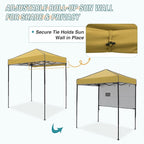 EAGLE PEAK 6x4 Instant Pop Up Canopy Tent with 1 Half Wall Panel, Straight Leg Sun Shelter, Portable Canopy with Carry Bag for Camping, Beach & Sports, Beige