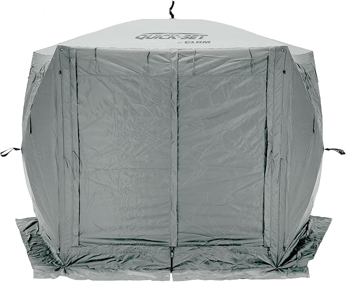 CLAM Pop Up Screen Tent, Outdoor Camping Gazebo Canopy, Adventure with Wind Panels, 9' x 9', Gray