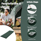 Tangkula Self Inflating Sleeping Pad, 3 Inch Inflatable Camping Mattress Pad with 9.5R Value, Insulated Foam Camping Mat with Pillow, Lightweight Camp Sleep Pad for Backpacking, Car, Tent