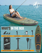10'6''x33''Inflatable Stand Up Paddle Board, 400lbs Extra Wide Stand Up Paddleboard with Kayak Seat, Anti-Slip EVA Deck Premium SUP Accessories Kit, Non-Slip Stable Deck Boat for Yoga Fishing Surf