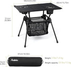 Anbte Ultralight Portable Camping Table, 3.2lb Folding Camping Table with Cup Holders & Storage Net, 20in Height for Camping Hiking Tailgating Beach Picnic Travel Patio, 23" x 16", Black