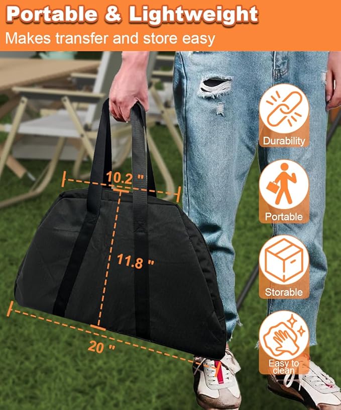 Outdoor Fire Pit — 17 Inch Portable with Storage Bag for Camping, Patio Heating, Picnic and BBQ, Trapezoid Vertical Hollow, Black