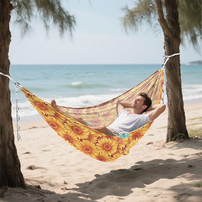 Glowing Sunflowers Camping Hammocks Swing Hammock for Camping Travel Accessories