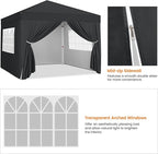 Yaheetech 8x8 Pop Up Canopy with 4 Removable Sidewalls, Portable Enclosed Instant Tent, Waterproof Outdoor Tent, Beach Sun Shelter with 4 Sandbags, 8 Stakes & 4 Ropes, Black