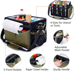 Large Grill Caddy with Paper Towel Holder – Collapsible BBQ Organizer for Camping, Tailgating, RV, Boating – Grilling Gifts for Men – Griddle Tote Bag with Shoulder Strap – Outdoor Essentials