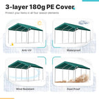 ADVANCE OUTDOOR 10x20 ft Heavy Duty Carport Potable Car Canopy Garage Party Tent Boat Shelter, Adjustable Height from 9.5 ft to 11 ft, Green