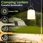 LED Camping Lantern, Rechargeable Camping Light, 4 Modes Outdoor Flashlights Lanterns with 1000LM, Water Resistant Portable Emergency Camp Light for Hurricane Hiking Survival Kits - Green