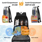 All In One Backpack Meal Bag for Men Women Kids, Hiking Picnic Travel School Cooler Backpack with Multi Pockets, School Bags Laptop Backpack for Boys, Horses Print