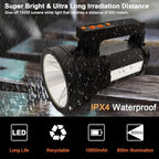 ERAY Ultra Powerful LED Torch, 10800mAH/15000 Lumens Rechargeable Flashlight, IPX4 Waterproof, 6 Modes USB Torch for Camping/Hiking/Emergency/Power Outage