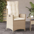 Reclining Patio Chairs 2 pcs with Cushions Beige Poly Rattan Porch Chairs Camping Chairs Patio Chairs Living Room Chairs for Dining Patio Bedroom Outdoor