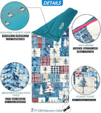 Heated Sleeping Bag pad, 3 Adjustable Temperature Levels, Heated Sleeping Bag Liner for Cold Weather Backpacking or Hiking, Multi USB Power Supported (Christmas Tree, 76" x 24")