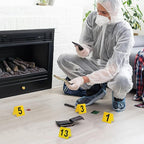 NOLITOY 15 Pcs Evidence Markers Detective Scene Markers Decorations Number Id Tents for Game Theme Halloween Party Supplies, Yellow, Restaurant 1-15 Signs Accessories