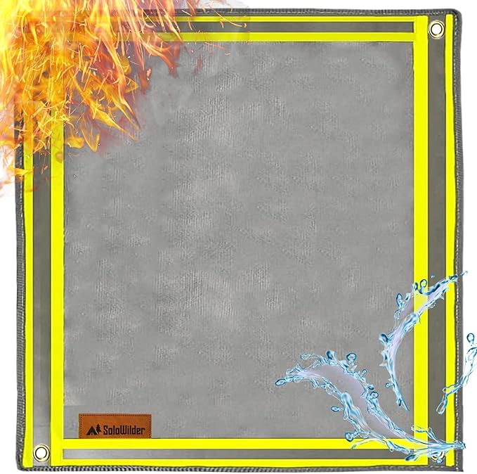 SoloWilder Wood Stove Mat 40" Fire Pit Grill Mat for Tent Stove Deck Patio Grass Lawn Campsite Insulation Protection