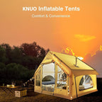 2025 Upgraded Waterproof Inflatable Camping Tent, Large Blow-Up Air Tent, No Assembly Needed Luxury Glamping House, Oxford Fabric