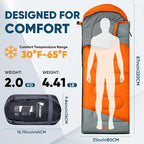 PTEROMY Sleeping Bags for Adults, Lightweight and Machine Washable, Water Resistant Backpacking Camping Sleeping Bag for Warm Cold Weather, Camping Essentials for Hiking Travel