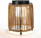 Solar Lanterns Outdoor Waterproof IP54, Handwoven Wicker Outdoor Table Lamps Portable Rechargeable with 30H+ Runtime, Dual USB-C/Solar Charging Hanging Lantern, 3 Brightness Levels