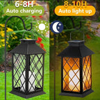 Solar Lanterns Outdoor Waterproof, 2 Pack Glass Hanging Solar Lights with Flickering Flameless Candle, Outdoor Lanterns for Patio Wall Porch Table Garden Yard Tree, Gift for Women Mom - Black