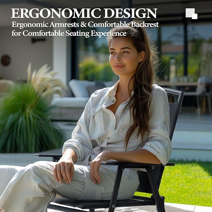 Crestlive Products Patio Folding Chairs Set of 8, Outdoor Folding Chairs with Durable Rust-Resistant Frame and Breathable Textilene Material for Outside, Gray