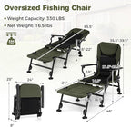 Goplus Oversized Foldable Fishing Chair for Adults, 2 Pack Heavy Duty All-Terrain Camping Chair with Detachable Footrest, Padded High-Back, Adjustable Feet, Portable Recliner for Outdoor Patio Beach