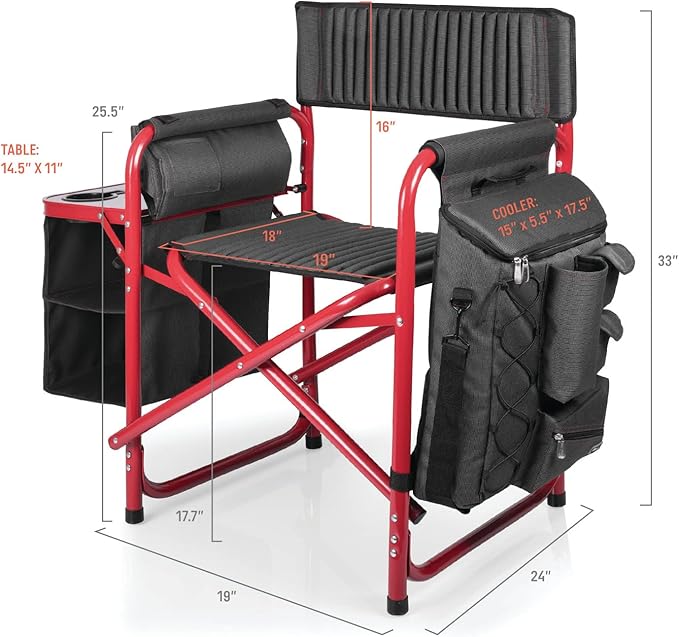 Picnic TIME NFL Unisex-Adult NFL Fusion Camping Chair with Side Table and Soft Cooler, Beach Chair for Adults, Lawn Chair