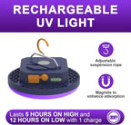 10000mAh Rechargeable UV Light 395nm UV / 6500K Camping Blacklight , 3000 Lumens Tent Light, Glow Lights for Party , Bedroom, Fluorescent Poster , Dog/Cat Urine Halloween Black Light (UV) (Remote)
