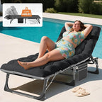 MOPHOTO Folding Lounge Chair 5-Position, Folding Cot, Portable Outdoor Chaise Lounge Chair for Sun Tanning, Perfect for Pool Beach Patio Sunbathing