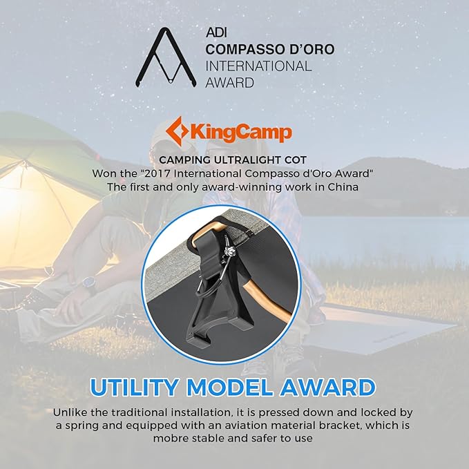KingCamp Ultralight Camping Cot, Portable Folding Tent Camping Cot, 265 Lbs Heavy Duty Sleeping Cot with Pillow for Adults Outdoor Backpacking Travel Hiking, Blue