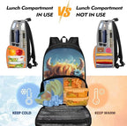 Cute Yak Cow 17 Inch Kids Casual School Backpack Purse, Extra Large Insulated Unisex Lunch Cooler Bag With Computer Compartment, Hiking Picnic Travel Student Dayback
