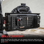 MusixiA Foldable Tailgate Table for Jeep Wrangler JL & JLU Wrangler JK & JKU(2007-2025) - Double-Layer Storage Cargo Shelf with Molle Panel, Aluminum Alloy