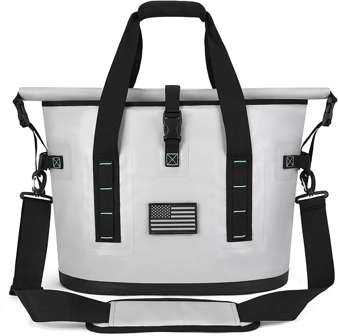 40 Can Large Soft Cooler Bag - Insulated Leak - Proof Cooler Bag with Roll-Top Waterproof Seal | Portable for Travel Camping, Shopping, Beach, Boating | 12HR Cold Retention Comes Freezer Packs*5