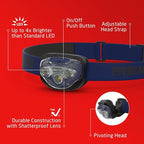 Eveready LED Headlamp, 200 Lumen, IPX4 Water Resistant, Durable Indoor and Outdoor Light with Shatterproof Lens, Batteries Included, 2 Pack