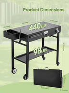 FOHERE Folding Grill Cart for Blackstone 16-28 Inch Griddle, Portable Outdoor BBQ Prep Table with Wheels & Paper Towel Holder, Stand for Camping, Patio, Tailgating
