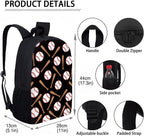 Baseball Bookbag with Insulated Lunchbox Pencil Holder Set,4 in 1 Flame Baseball Children Backpack for Kindergarten Elementary Middle 17 Inch Daypack for Camping Travel