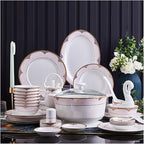 Dinner Plate Stylish Dinner Set for Restaurant and Home, Ceramic Tableware Set, European Style 60-Piece Set, Exquisite Kitchen Plate and Bowl Set/60 Pieces of Open Hot Pot ( 60 Pieces of Open Hot Pot)